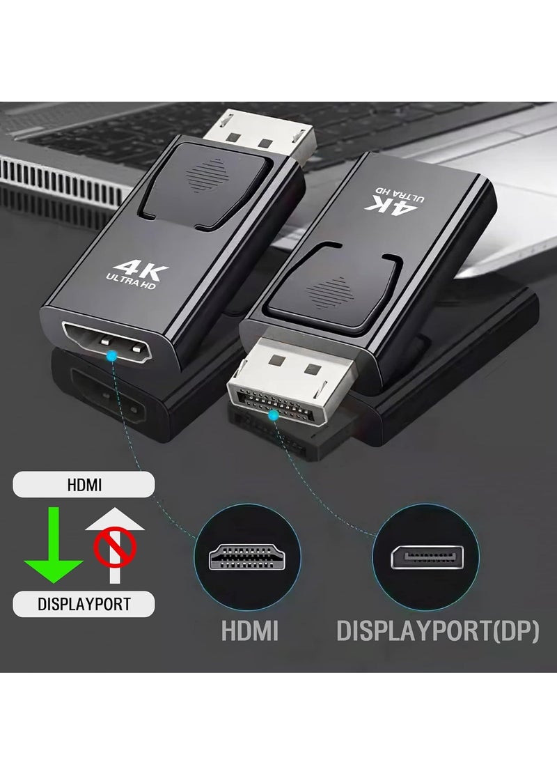 محول منفذ عرض الى HDMI، محول 4K DP الى HDMI 1.4 فولت مطلي بالنيكل لسطح المكتب واللابتوب وجهاز العرض وتلفزيون HD (منفذ ذكر الى HDMI انثى، اسود وفضي، عبوة واحدة) - Image 4