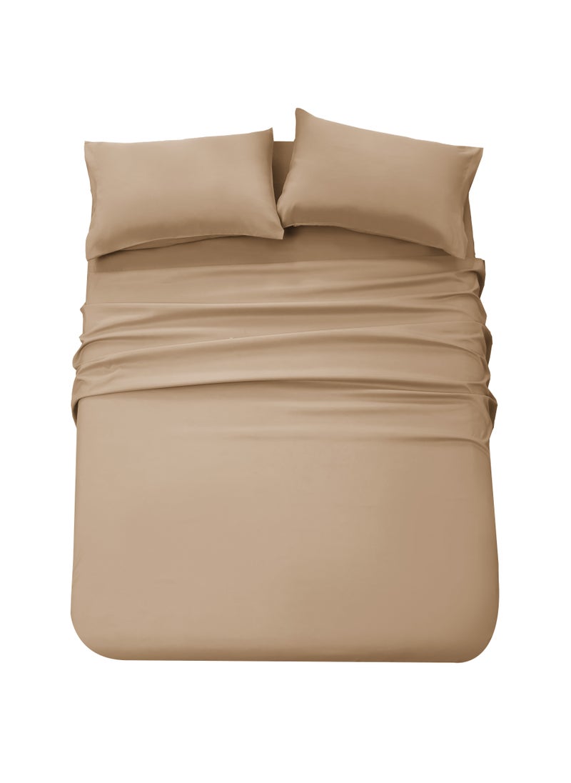PanaX - Panax Bedding Queen Bed Sheets Set - 4 Piece Bedding - Brushed Microfiber - Shrinkage and Fade Resistant - Easy Care (COFFEE, Queen) - Image 1