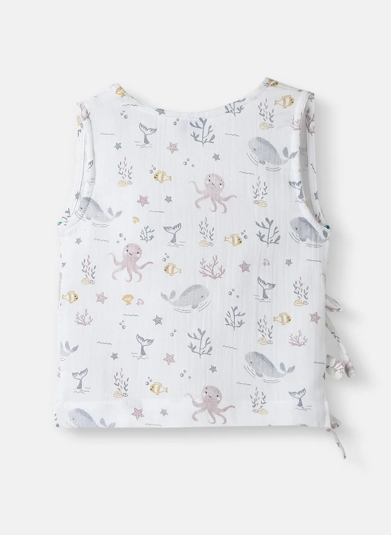 نوتيناتي Nautinati Boys Cotton Animal Printed V-neck Sleeveless Jhabla