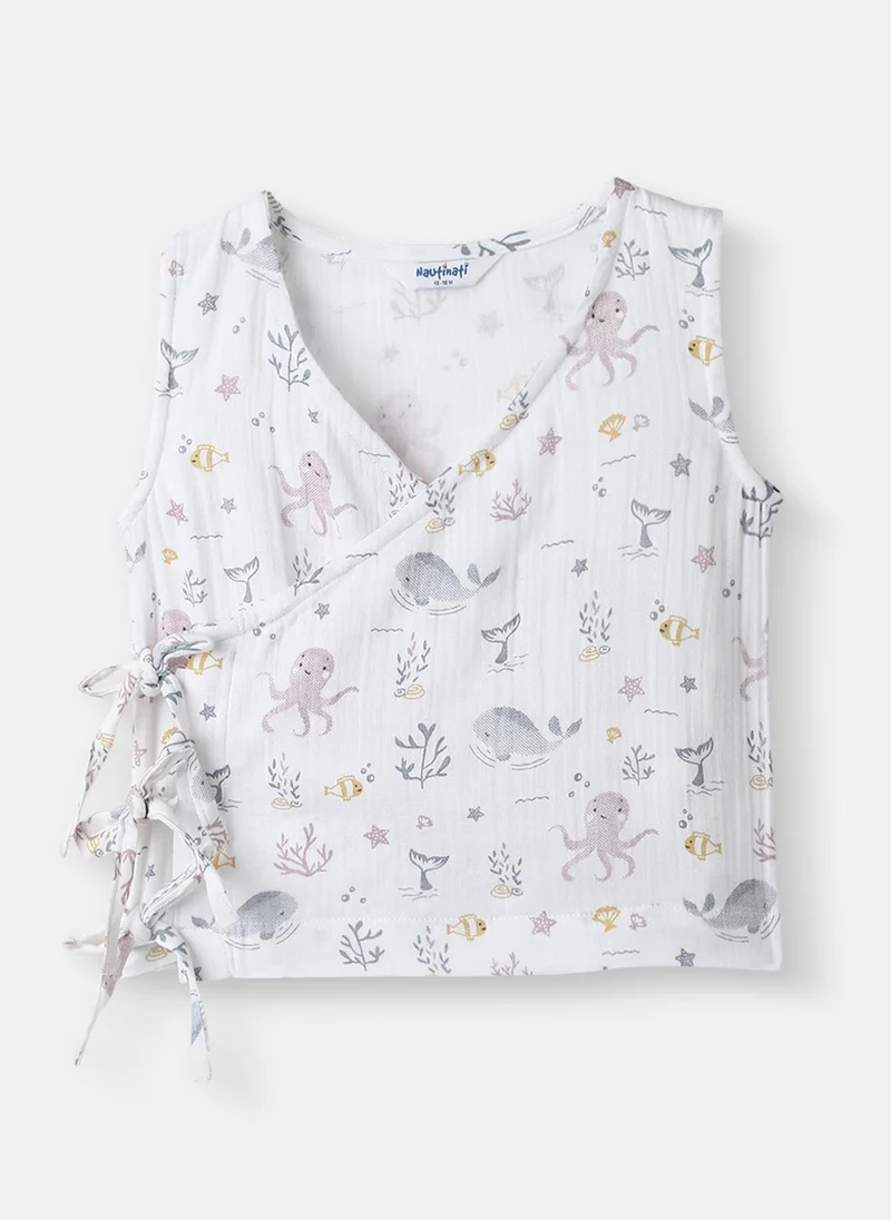 نوتيناتي Nautinati Boys Cotton Animal Printed V-neck Sleeveless Jhabla