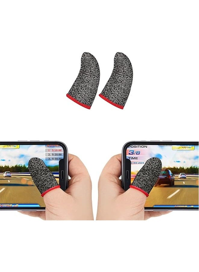 Inder Finger Sleeve for Gaming Mobile Game Controller Finger Thumb Sleeve Anti-Sweat Breathable Seamless Touchscreen Finger Cover (2Pcs Set, Red Brim) - Image 1