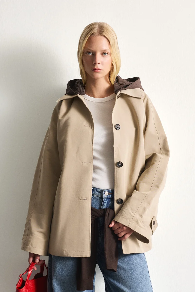 Defacto  Regular Fit Twill Trenchcoat for Women | Best Price UAE