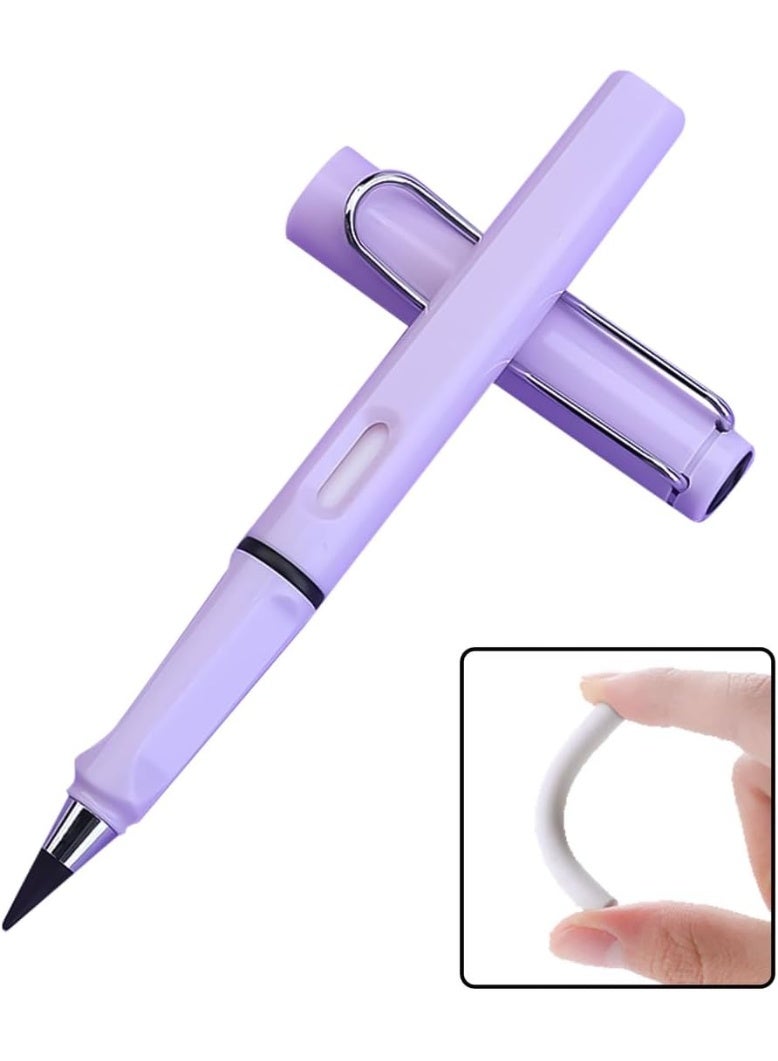 Inkless Magic Infinity Pencil With Eraser - Everlasting Reusable Forever Pencil - Macarons Light Purple - Image 1