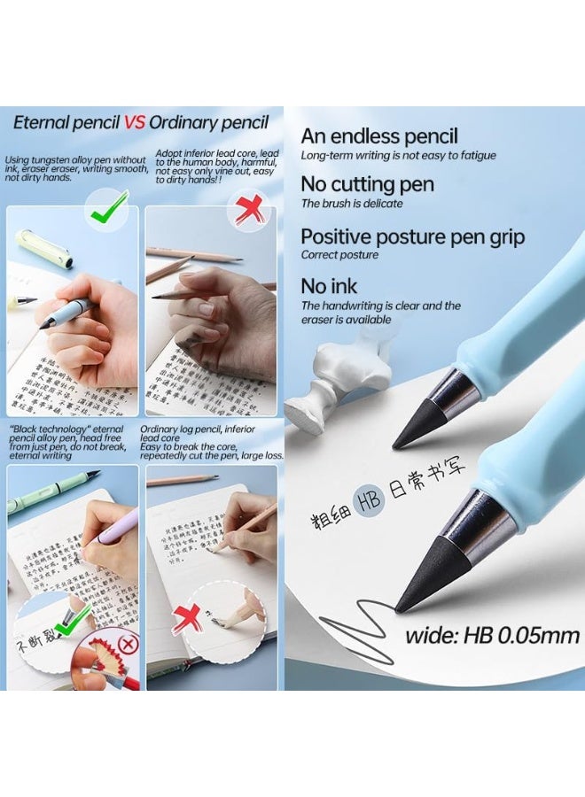 Inkless Magic Infinity Pencil With Eraser - Everlasting Reusable Forever Pencil - Macarons Light Purple - Image 4