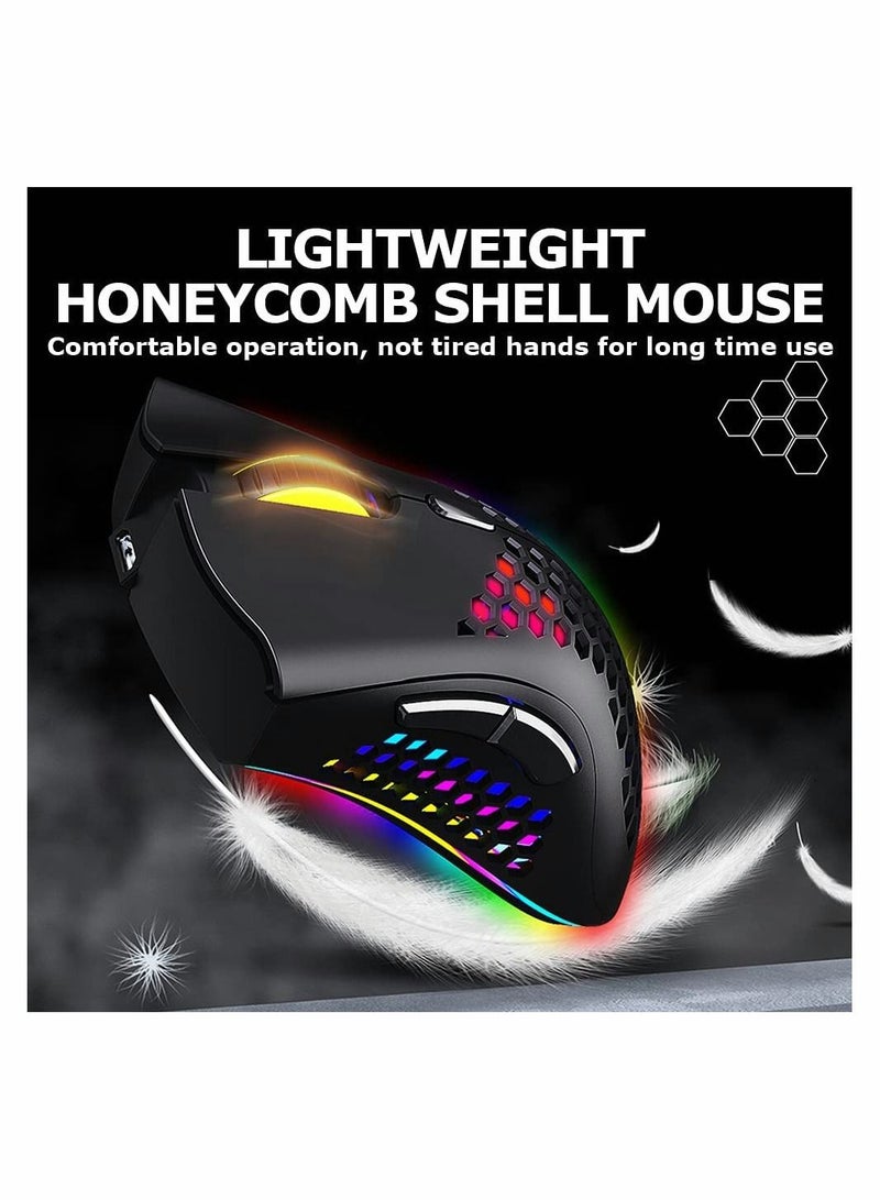 Y&D Wireless Gaming Mouse, Mice with Honeycomb Shell, 7 Sensitive Buttons, RGB Backlight, 3 Adjustable DPI, Ergonomic USB Optical Mouse for Laptop, PC, Computer, MacBook  - Image 5