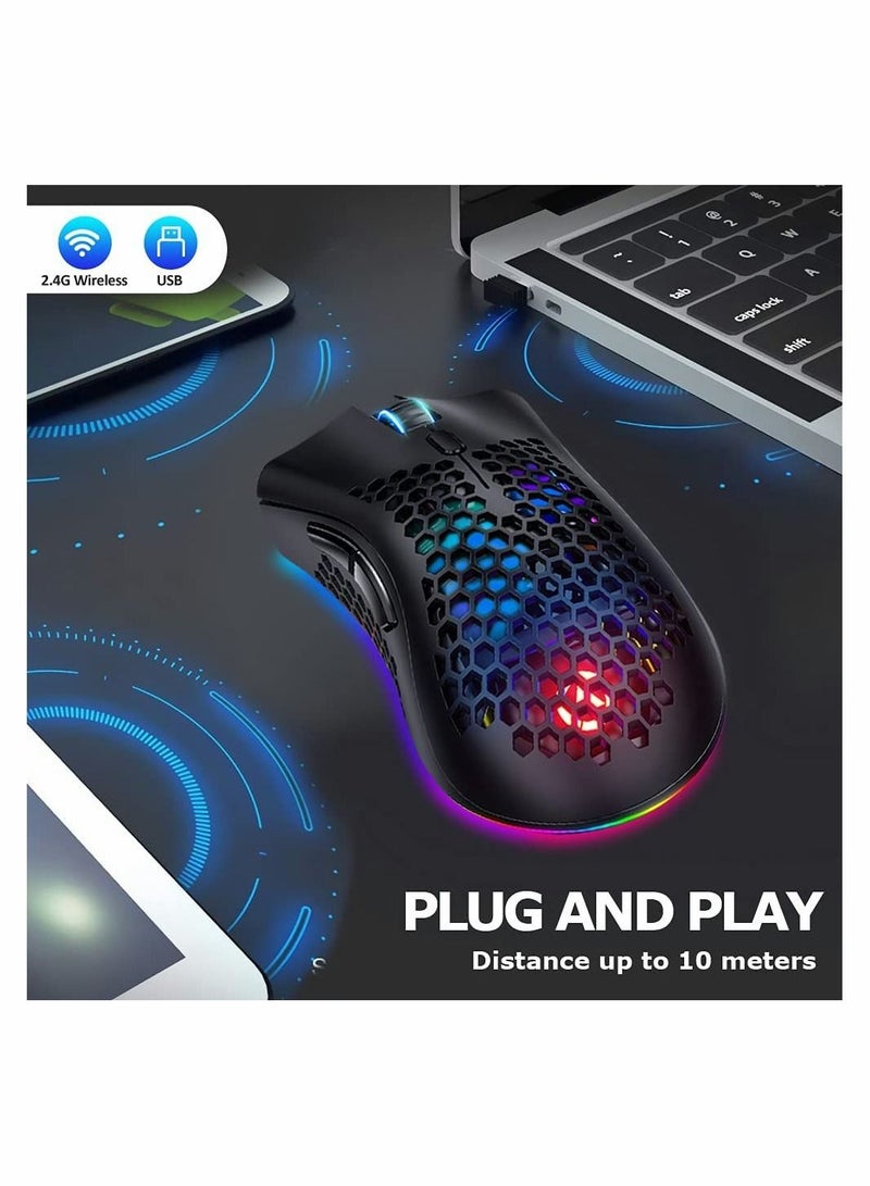 Y&D Wireless Gaming Mouse, Mice with Honeycomb Shell, 7 Sensitive Buttons, RGB Backlight, 3 Adjustable DPI, Ergonomic USB Optical Mouse for Laptop, PC, Computer, MacBook  - Image 4