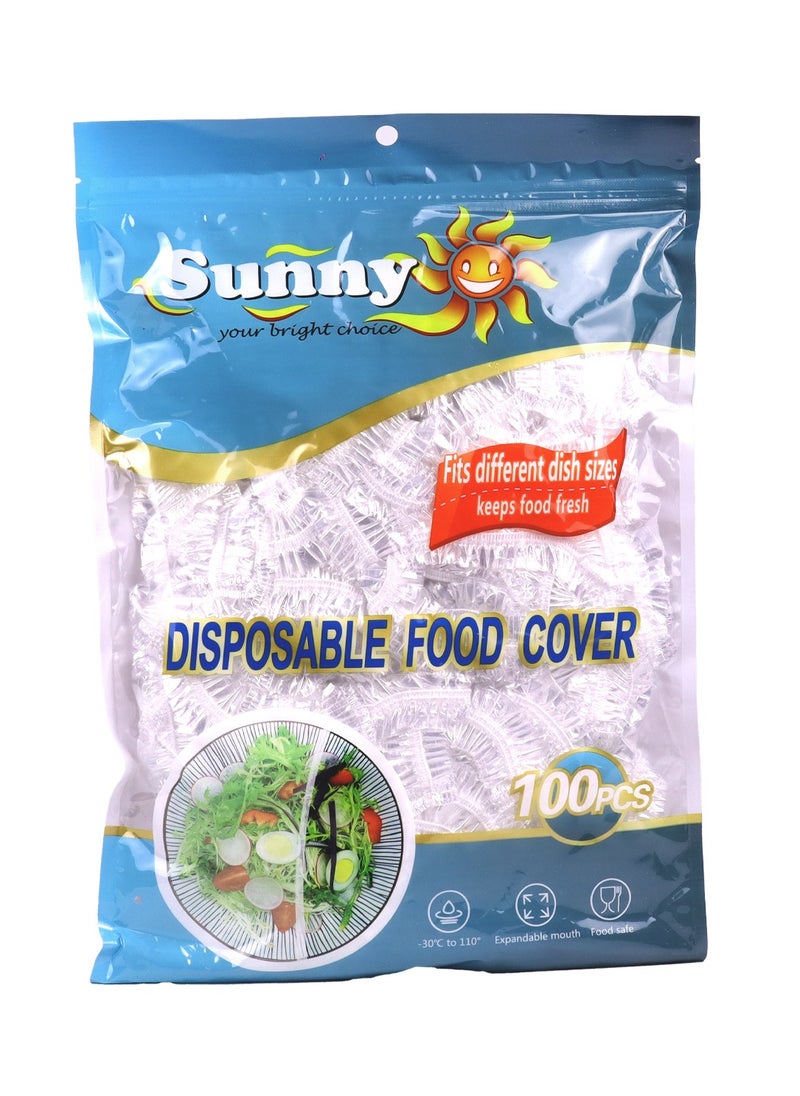 Sunny Your Bright Choice - Disposable Food Cover Plastic Food Storage Covers, Elastic Sealing, Adjustable Wrap Covers, 100 Pieces - Image 1