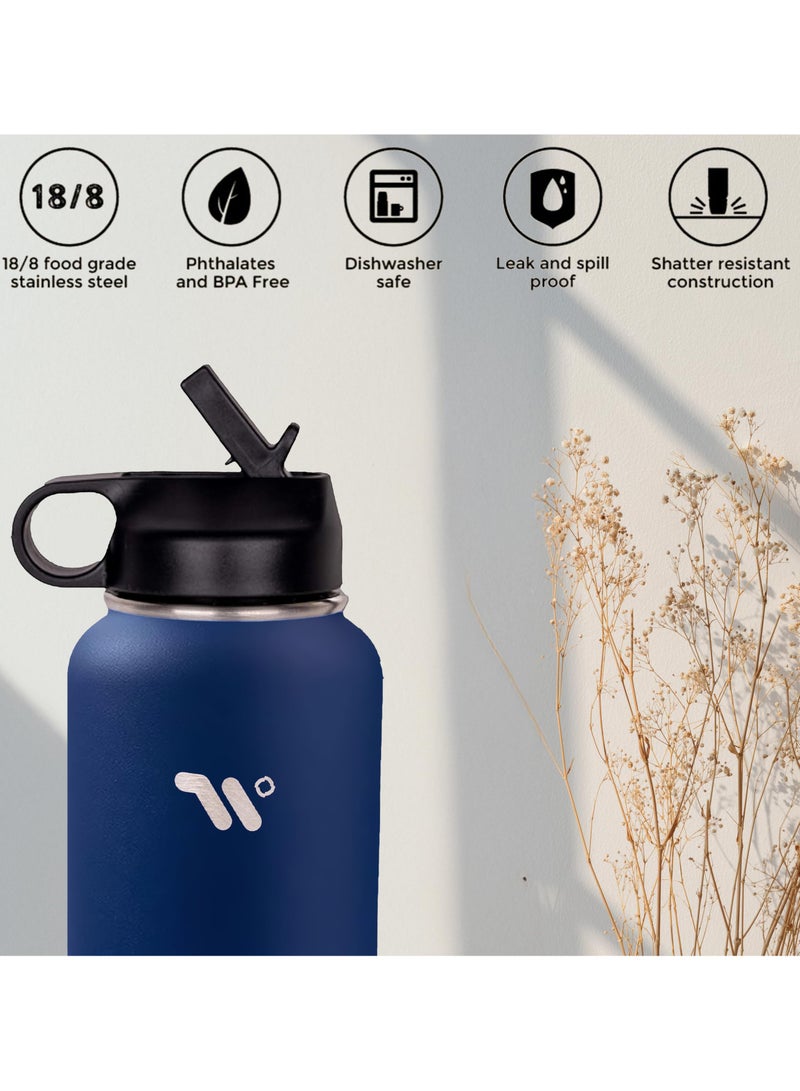 S2C Stainless Steel Water Bottle 1L,32oz Double Wall Vacuum Insulated Water Bottle, BPA Free Water Bottle for Kids School with Straw lid- Thermos Water Flask for Hot Water, Water Bottle - Image 3