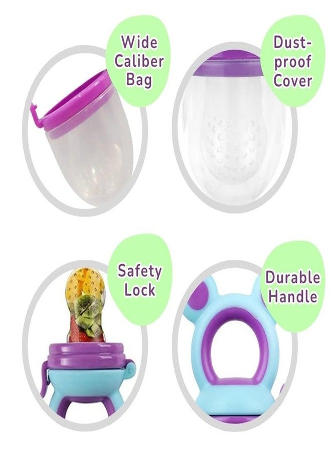 Progeny Pacifier Fruit Feeder Soft Silicone Fruit & Veggie Feeder for Babies | Mickey Chewing Teether | Hygienic, BPA-Free Pacifier for Infants 3+ Months (Violet Blue) - Image 4
