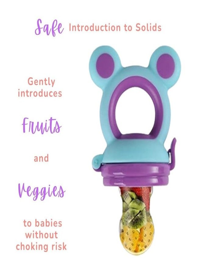 Progeny Pacifier Fruit Feeder Soft Silicone Fruit & Veggie Feeder for Babies | Mickey Chewing Teether | Hygienic, BPA-Free Pacifier for Infants 3+ Months (Violet Blue) - Image 2