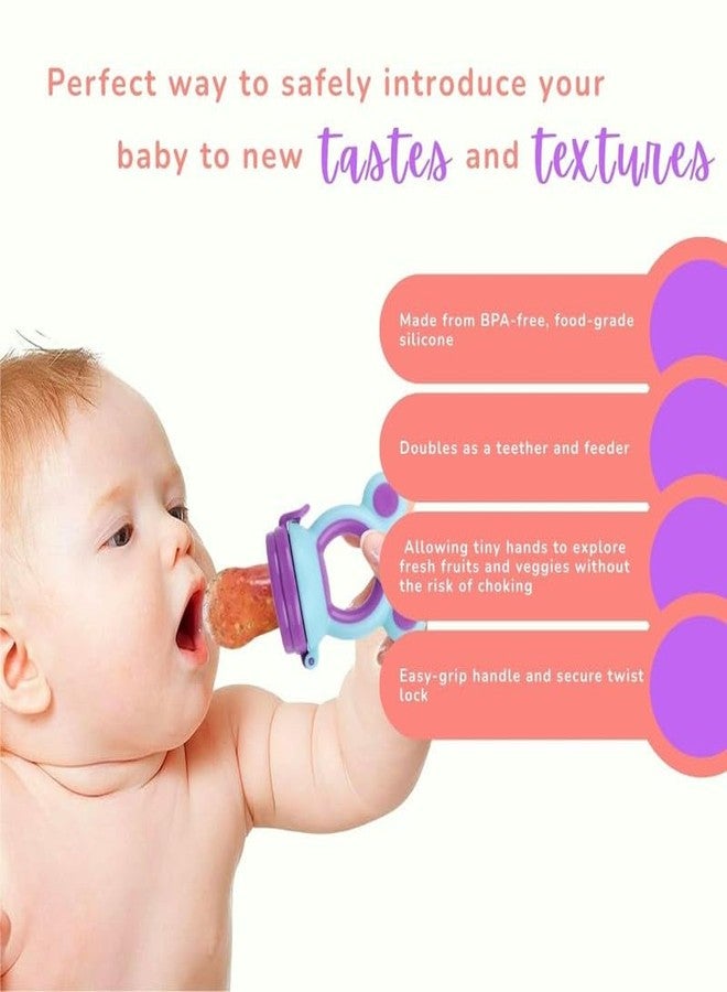 Progeny Pacifier Fruit Feeder Soft Silicone Fruit & Veggie Feeder for Babies | Mickey Chewing Teether | Hygienic, BPA-Free Pacifier for Infants 3+ Months (Violet Blue) - Image 3