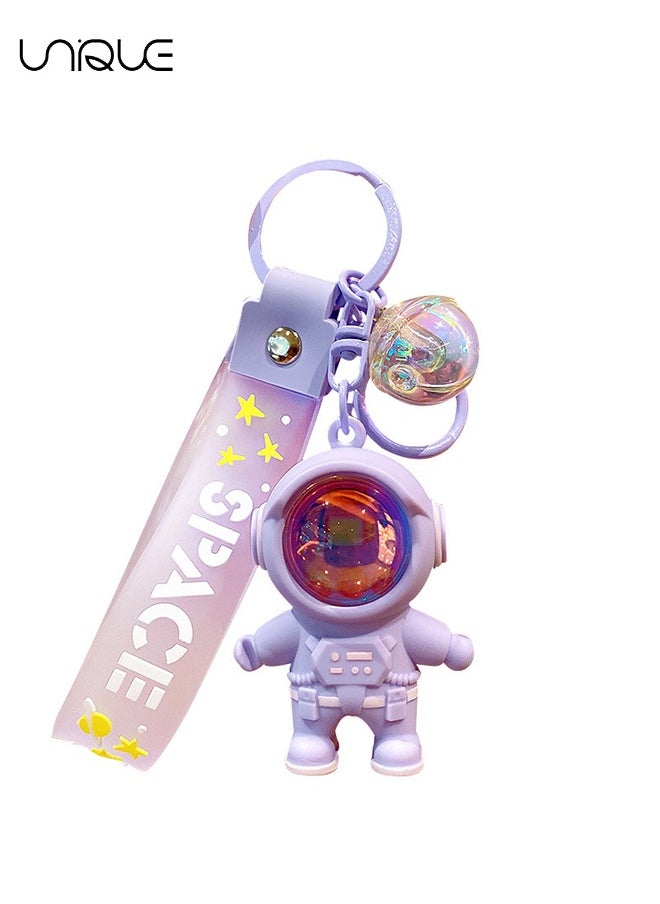 Unique - Astronaut Keychain Space Keychains with Cartoon Sunset Atmosphere Light Cute Kawaii Anime Cool Keychains for Backpacks Cool and Shiny for Couples Students White - Collar Workers Purple - Image 1