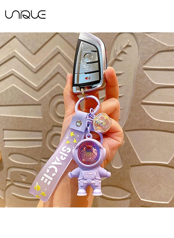 Unique - Astronaut Keychain Space Keychains with Cartoon Sunset Atmosphere Light Cute Kawaii Anime Cool Keychains for Backpacks Cool and Shiny for Couples Students White - Collar Workers Purple - Image 1