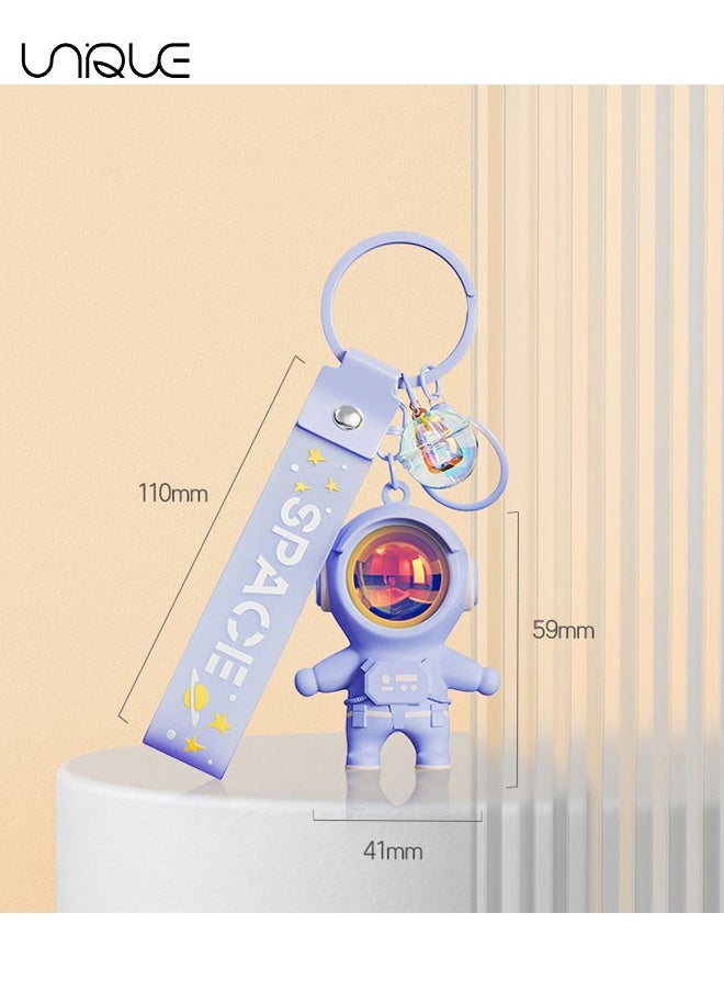 Unique - Astronaut Keychain Space Keychains with Cartoon Sunset Atmosphere Light Cute Kawaii Anime Cool Keychains for Backpacks Cool and Shiny for Couples Students White - Collar Workers Purple - Image 1