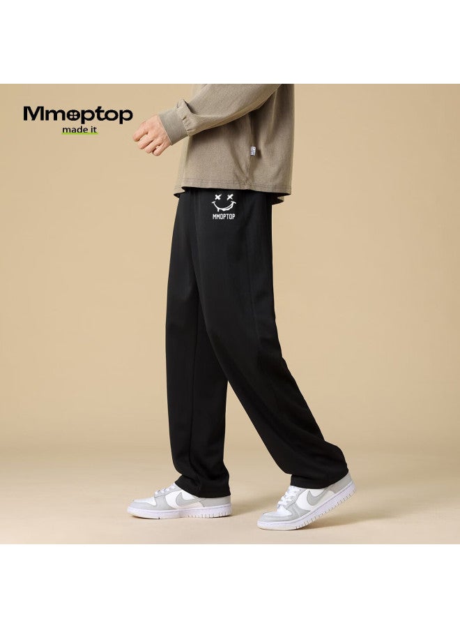 Mmoptop Trendy Printed Sweatpants For Men, Autumn And Winter Loose-fitting Wide-leg Casual Sports Pants, K1447 Black, Size M - Image 3