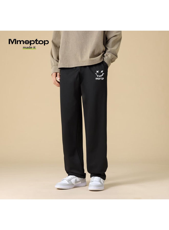 Mmoptop Trendy Printed Sweatpants For Men, Autumn And Winter Loose-fitting Wide-leg Casual Sports Pants, K1447 Black, Size M - Image 4