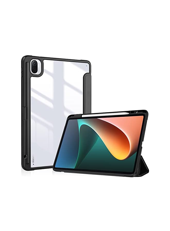 Procases Case for Xiaomi Pad 5/5 Pro 11 inch 2021, Protective Slim Folio Smart Cover Transparent Hard Shell Back Case with Pencil Holder for Xiaomi Mi Pad 5/Mi Pad 5 Pro 11.0” 2021 Release -Black - Image 2