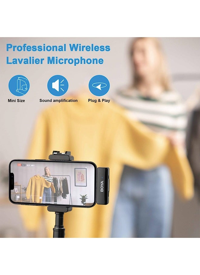BOYA - BOYA BOYALINK A1 Wireless Lavalier Microphone for iPhone/Android/Camera Vlogging, All-in-One Lapel Dual Mic System & Lightning & USB-C Inputs for Smartphones/DSLR YouTube Facebook Live - Image 1