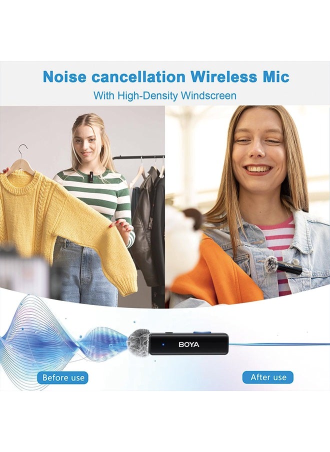 BOYA - BOYA BOYALINK A1 Wireless Lavalier Microphone for iPhone/Android/Camera Vlogging, All-in-One Lapel Dual Mic System & Lightning & USB-C Inputs for Smartphones/DSLR YouTube Facebook Live - Image 1