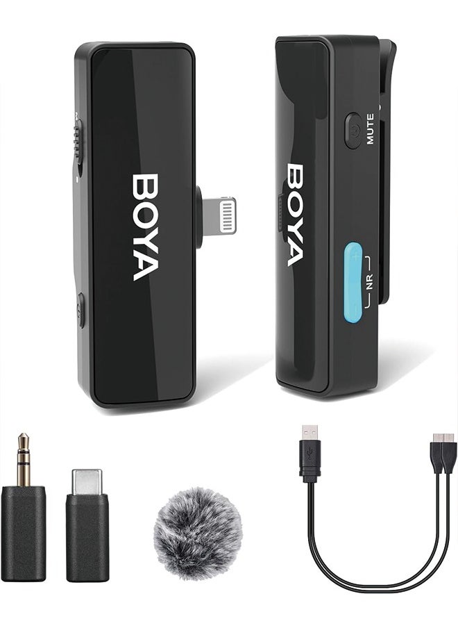 BOYA - BOYA BOYALINK A1 Wireless Lavalier Microphone for iPhone/Android/Camera Vlogging, All-in-One Lapel Dual Mic System & Lightning & USB-C Inputs for Smartphones/DSLR YouTube Facebook Live - Image 1