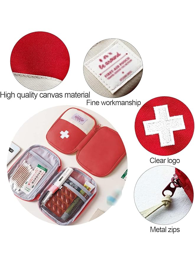 SWIUKPHE 2 Pcs Travel Mini First Aid Pouch Portable First Aid Kit Storage Bag for Boxes Reusable Empty Rescue Bag for Sports Camping Hiking and Outdoor Activities Emergency - Image 3