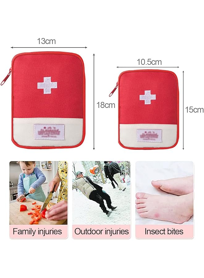 SWIUKPHE 2 Pcs Travel Mini First Aid Pouch Portable First Aid Kit Storage Bag for Boxes Reusable Empty Rescue Bag for Sports Camping Hiking and Outdoor Activities Emergency - Image 2