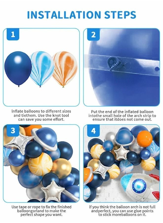 جرويك 111 قطعة من زينة حفلات الفضاء الخارجي طقم بالون ، طقم قوس موضوع الفضاء المجرة للأطفال ، مجموعة رائد فضاء صاروخ UFO النظام الشمسي لوازم الحفلات فيلم الألومنيوم بالونات اللاتكس - Image 3