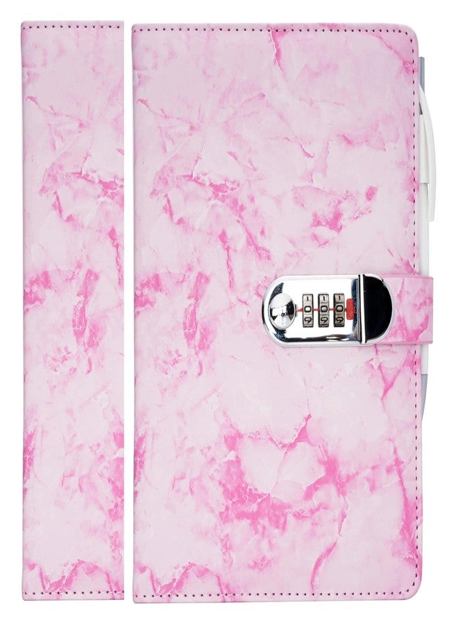 BOLDSTUFF Marble Diary With Lock For Girls And Women With Pen, A5 Personal Waterproof Journal With Lock 224 Pages Secret Girls Locked Diary, & Password Journals For Teen Girls (Pink V2) - Image 1