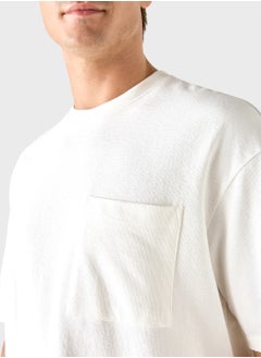 Iconic Iconic Textured T-shirt with Chest Pocket  - Image 3