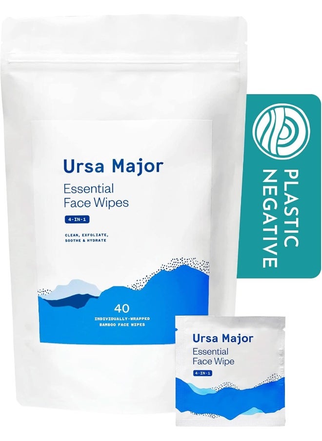 Ursa Major - Ursa Major Essential Face Wipes | Natural, Biodegradable, Cruelty-Free | Cleanse, Exfoliate, Soothe and Hydrate | 40 count - Image 1