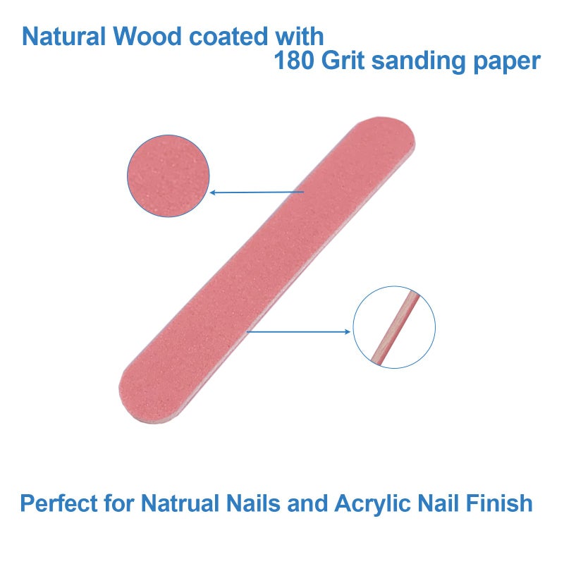 GigaGround Mini Nail Files Bulk (100 Pcs), Double Sided Emery Board Nail File for Nature Nails, Manicure Tool Set Disposable Colorful Nail File for Home Salon Use Travel Size Men Women Kids Wood Board - Image 3