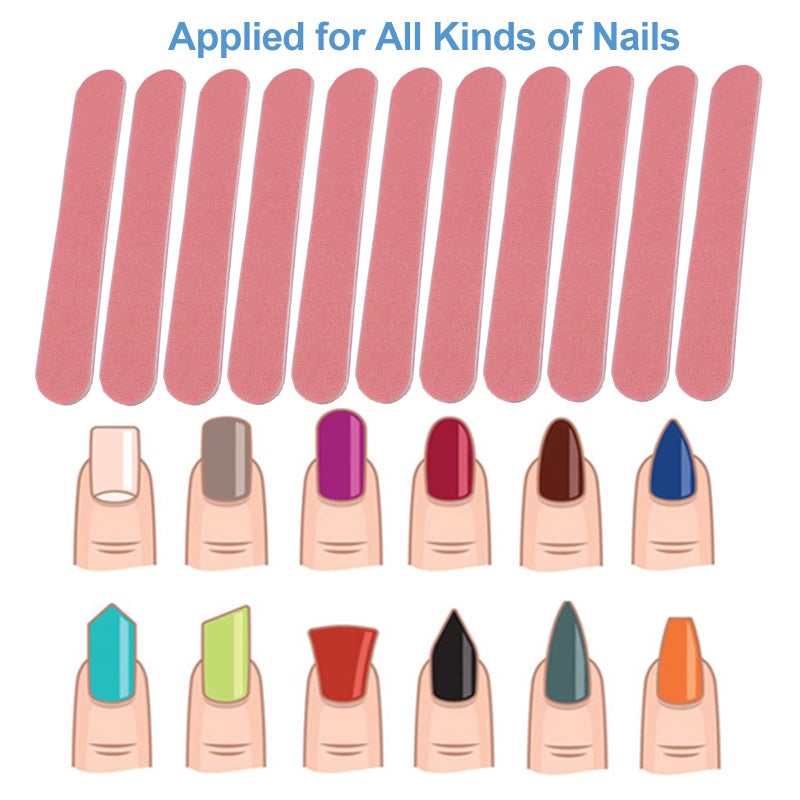 GigaGround Mini Nail Files Bulk (100 Pcs), Double Sided Emery Board Nail File for Nature Nails, Manicure Tool Set Disposable Colorful Nail File for Home Salon Use Travel Size Men Women Kids Wood Board - Image 2