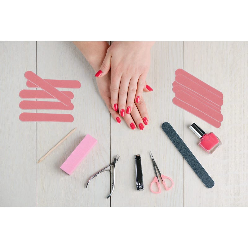 GigaGround Mini Nail Files Bulk (100 Pcs), Double Sided Emery Board Nail File for Nature Nails, Manicure Tool Set Disposable Colorful Nail File for Home Salon Use Travel Size Men Women Kids Wood Board - Image 5