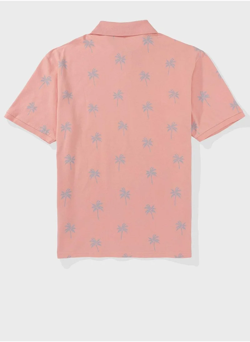 امريكان ايجل Printed Pique Polo Shirt
