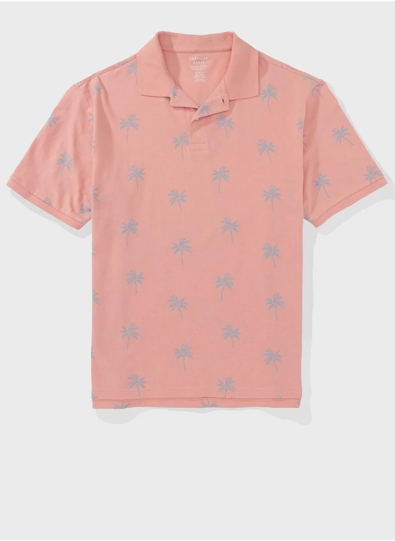 امريكان ايجل Printed Pique Polo Shirt