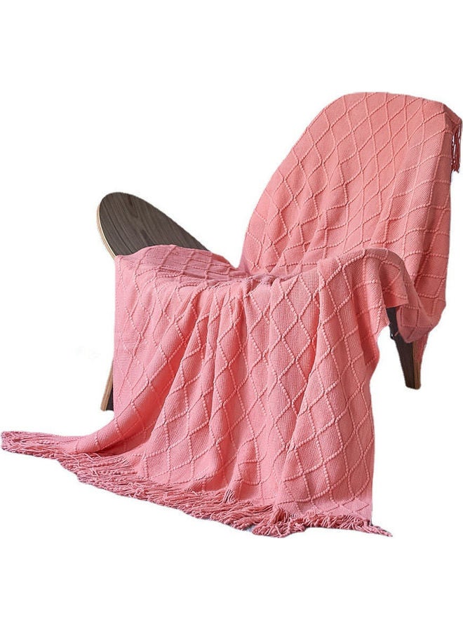 Soft Warm Rose Red Cotton Knitted Blanket 127x172cm - Image 1
