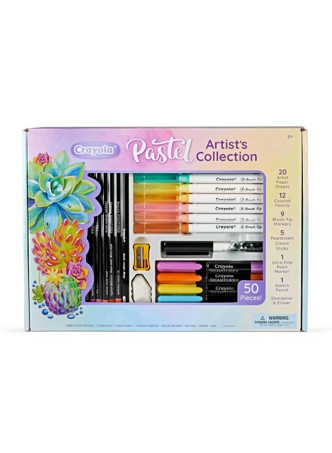 Crayola طقم فنون ألوان كرايولا الباستيل (50 قطعة)، مجموعة فنون للأطفال مع أقلام وألوان باستيل، هدية للأطفال، 8+ - Image 1