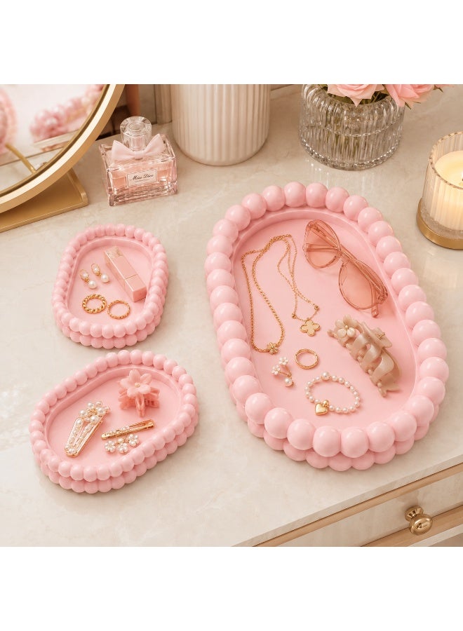 NAYATOPIA 3-Piece Beaded Jewelry and Accessories Tray Set, Pink - Image 4