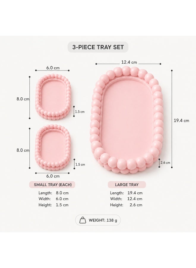 NAYATOPIA 3-Piece Beaded Jewelry and Accessories Tray Set, Pink - Image 3