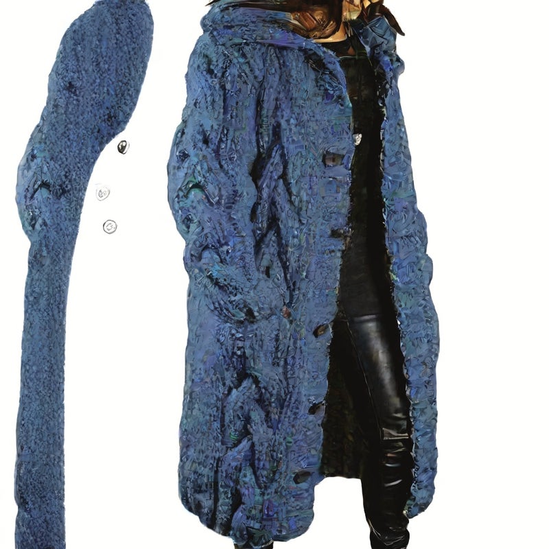 Oversized Single-Breasted Cardigan Sweater Coat - Image 2