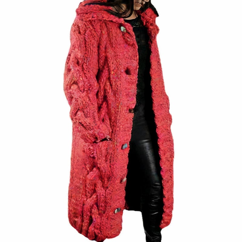 Oversized Single-Breasted Cardigan Sweater Coat - Image 3