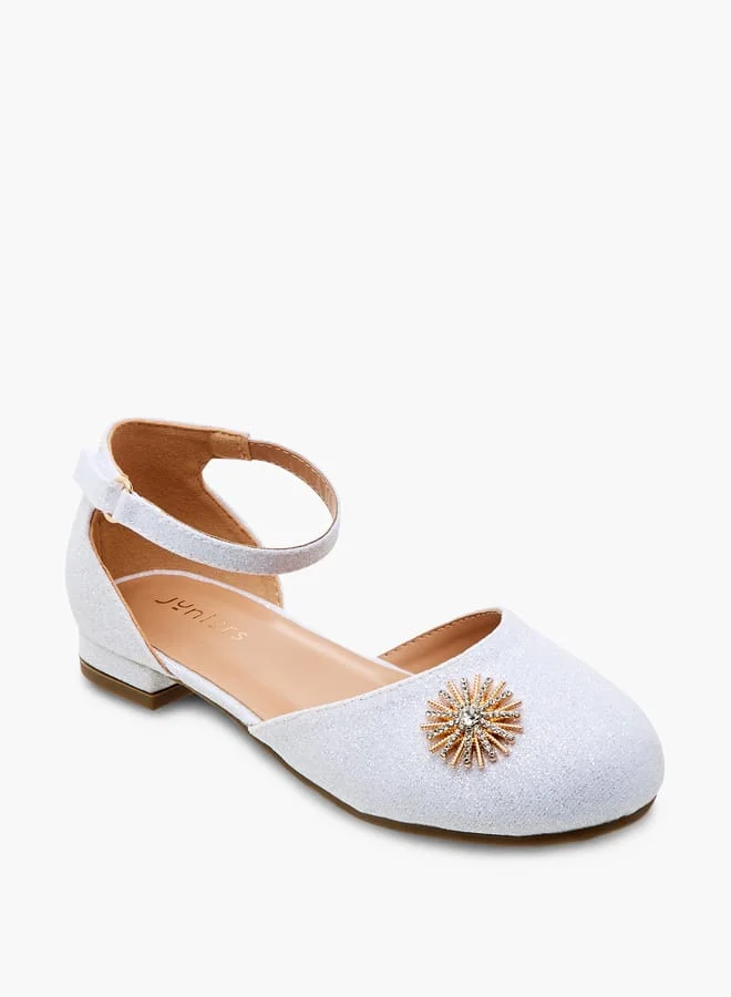 JUNIORS Girls Embellished Ballerina Shoes with Hook and Loop Closure