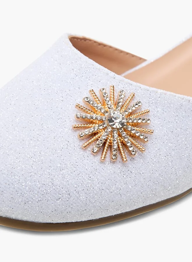JUNIORS Girls Embellished Ballerina Shoes with Hook and Loop Closure