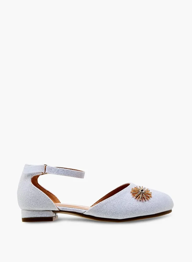 JUNIORS Girls Embellished Ballerina Shoes with Hook and Loop Closure