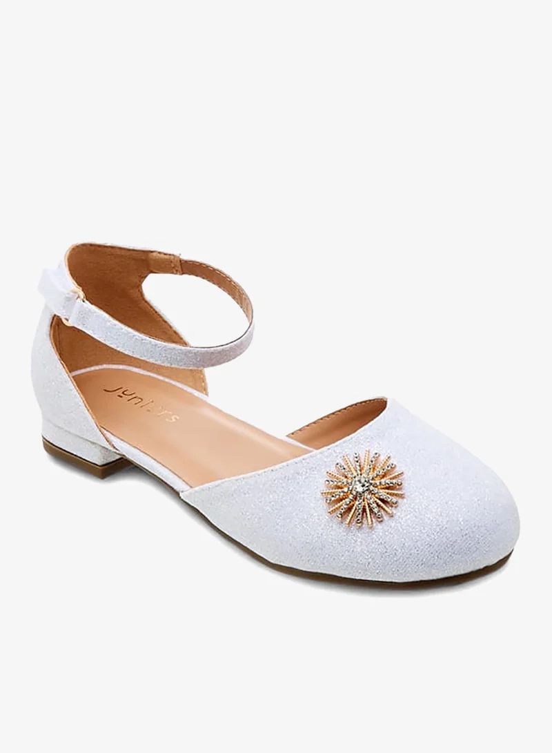 JUNIORS Girls Embellished Ballerina Shoes with Hook and Loop Closure Ramadan Collection