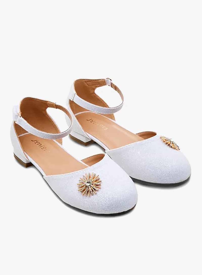 JUNIORS Girls Embellished Ballerina Shoes with Hook and Loop Closure Ramadan Collection