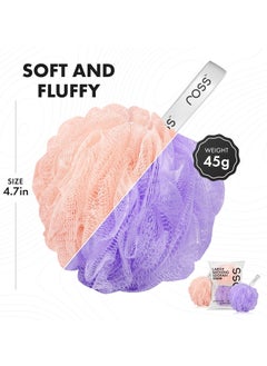 ROSS Ross Large Bath Loofah Sponge Scrubber Exfoliator for High Lather Cleansing (Peach and Purple)  - Image 3