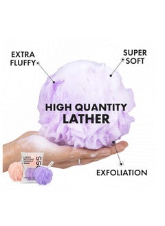 ROSS Ross Large Bath Loofah Sponge Scrubber Exfoliator for High Lather Cleansing (Peach and Purple)  - Image 4