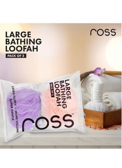 ROSS Ross Large Bath Loofah Sponge Scrubber Exfoliator for High Lather Cleansing (Peach and Purple)  - Image 5
