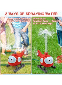SYOSI Outdoor Water Spray Sprinklers, 2 in 1 T Ball Set for Kids and Toddlers, Backyard Spinning Airplane Sprinkler Toy Tee Ball Game, Sprays Up to 8ft High Attaches to Garden Hose  - Image 4